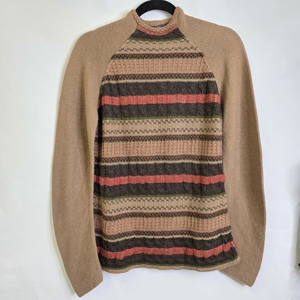SOL  Alpaca USA Baby Alpaca  stripe knit mock neck pullover